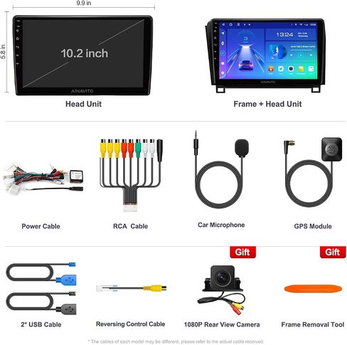 10.2 بوصة (3G RAM+32G ROM) 5G WiFi 8 Core Airplay 48EQ Android 12 راديو ستيريو للسيارة Toyota Tundra 2007-2013 Sequoia 2008-2018 مع Carplay Android Auto Support GPS Mirrorlink Backup 1080P SWC in Kuwait