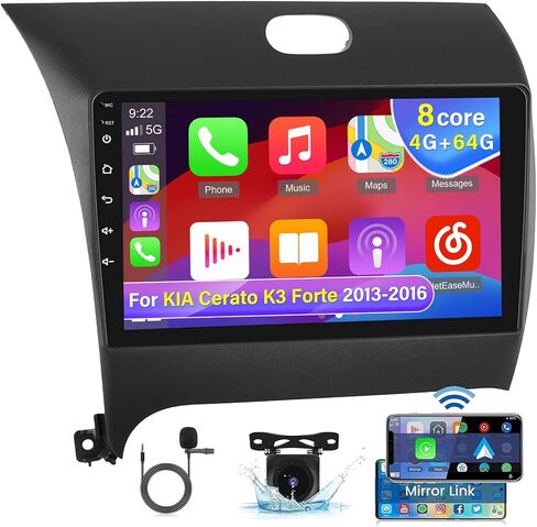 [8 Core 4+64G] NHOPEEW Car Radio for KIA Cerato K3 Forte 2013-2016 with Wireless Carplay and Android Auto - 9 Inch 1280 * 720 IPS Touchscreen Android Stereo - DSP 32EQ/ GPS/WiFi + AHD Backup Camera in Saudi Arabia