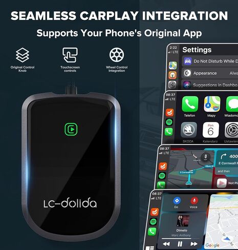 محول CarPlay اللاسلكي لأجهزة Apple، يحول سلك المصنع إلى CarPlay اللاسلكي اتصال سريع ومستقر للسيارات من 2017 ولهاتف iPhone iOS 10+ محول التوصيل والتشغيل يدعم المكالمات الهاتفية Siri Control Music in Kuwait