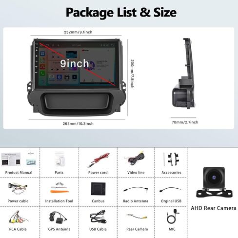 8-Core 4+64G Android Car Stereo for Chevrolet Chevy Malibu 2009-2014 with Carplay Android Auto 59 Theme 9 inch Touchscreen Bluetooth 5.0 FM/RDS Network Radio DSP 32EQ AI Voice GPS in Saudi Arabia