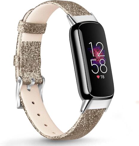 Vancle Leather Band Compatible with Fitbit Luxe Band, Slim Leather Strap Adjustable Wristband Replacement Band for Fitbit Luxe Smart Watch for Women Men in Saudi Arabia