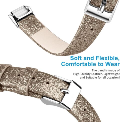Vancle Leather Band Compatible with Fitbit Luxe Band, Slim Leather Strap Adjustable Wristband Replacement Band for Fitbit Luxe Smart Watch for Women Men in Saudi Arabia