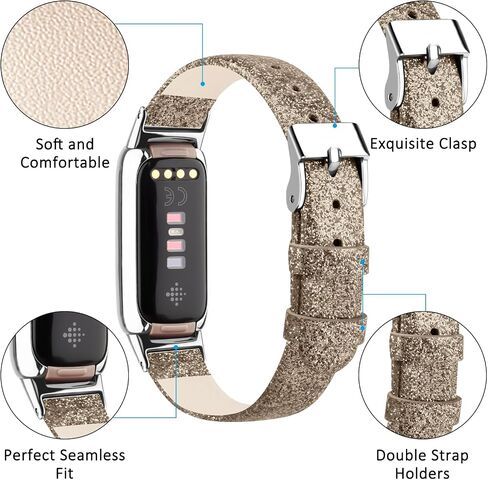 Vancle Leather Band Compatible with Fitbit Luxe Band, Slim Leather Strap Adjustable Wristband Replacement Band for Fitbit Luxe Smart Watch for Women Men in Saudi Arabia