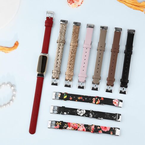 Vancle Leather Band Compatible with Fitbit Luxe Band, Slim Leather Strap Adjustable Wristband Replacement Band for Fitbit Luxe Smart Watch for Women Men in Saudi Arabia