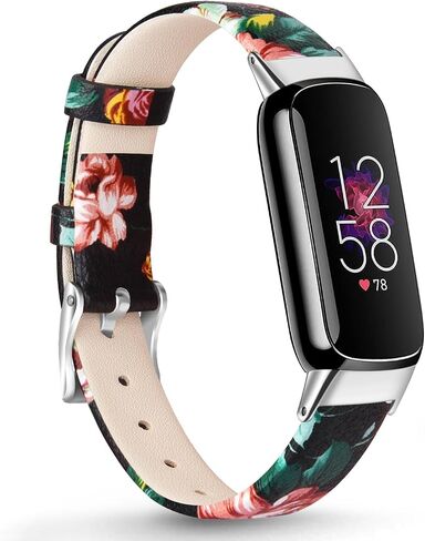 Vancle Leather Band Compatible with Fitbit Luxe Band, Slim Leather Strap Adjustable Wristband Replacement Band for Fitbit Luxe Smart Watch for Women Men in Saudi Arabia