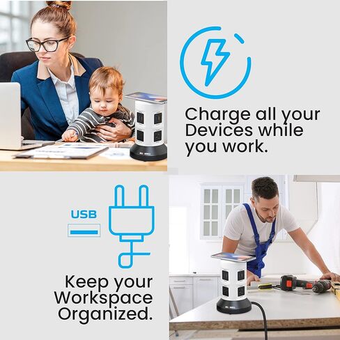 موسع مخرج الطاقة بيل+هاول سبين، موسع القابس، منفذ حماية التيار الكهربائي، مخرج متعدد التوصيل مع 3 مقابس و3 محولات USB، مقسم مخرج USB للسفر في المنزل والمكتب كما يظهر على التلفزيون in Kuwait