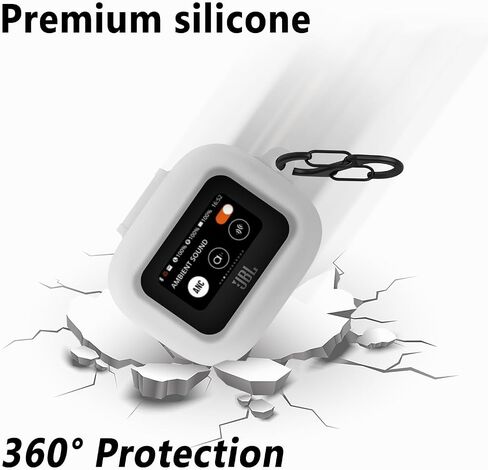 Geiomoo Silicone Case for JBL Live Buds 3, JBL Live Flex 3, JBL Live Beam 3, Protective Cover with Carabiner (Black) in Saudi Arabia