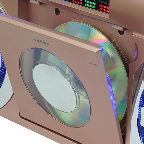 Studebaker SB2149RG Master Blaster Bluetooth Boombox with AM/FM Radio, USB Port, CD Player with MP3 Playback, LED EQ and 10 Watts RMS Speaker in Rose Gold in Saudi Arabia
