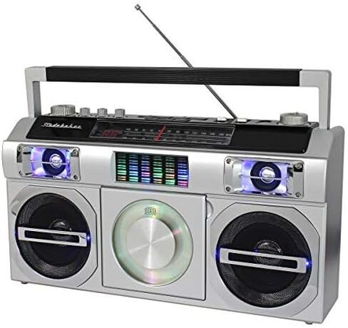 Studebaker SB2149RG Master Blaster Bluetooth Boombox with AM/FM Radio, USB Port, CD Player with MP3 Playback, LED EQ and 10 Watts RMS Speaker in Rose Gold in Saudi Arabia