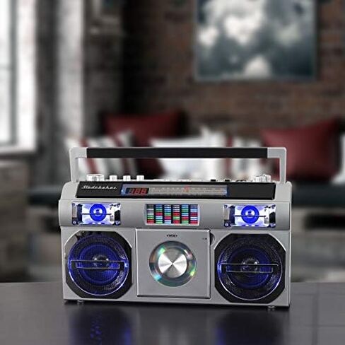 Studebaker SB2149RG Master Blaster Bluetooth Boombox with AM/FM Radio, USB Port, CD Player with MP3 Playback, LED EQ and 10 Watts RMS Speaker in Rose Gold in Saudi Arabia