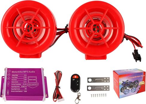 Motorcycle Alarm Sound System with Flashing Light 100Hz to 6KHz MP3 Radio Bluetooth Stereo Speaker for Motorbike in Saudi Arabia