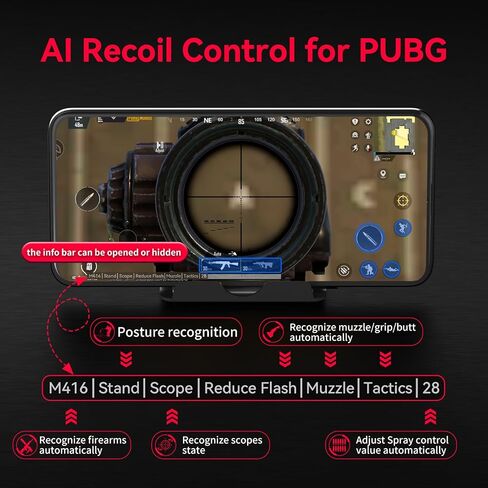 محول لوحة مفاتيح وماوس مضاد للارتداد لـ PUBG، Call of Duty، Minecraft، محول ماوس/لوحة مفاتيح لاسلكي سلكي/2.4G لهاتف Android/الكمبيوتر اللوحي مع رسم خرائط لوحة المفاتيح، التحكم في الارتداد، لا يدعم iOS in Kuwait