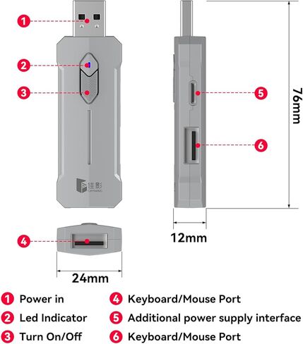 محول لوحة مفاتيح وماوس مضاد للارتداد لـ PUBG، Call of Duty، Minecraft، محول ماوس/لوحة مفاتيح لاسلكي سلكي/2.4G لهاتف Android/الكمبيوتر اللوحي مع رسم خرائط لوحة المفاتيح، التحكم في الارتداد، لا يدعم iOS in Kuwait