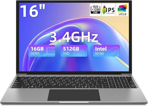 jumper Laptop 16 Inch, 16GB DDR5 512GB SSD, Quad Core N CPU, FHD IPS 1920x1200 Display, Notebook Computers with Cooling System, 38WH Battery, 2.4G+5G WiFi, BT4.0, Portable Business Student Laptops. in Saudi Arabia