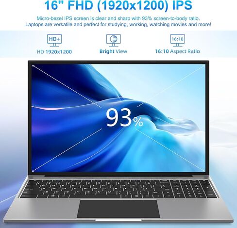 jumper Laptop 16 Inch, 16GB DDR5 512GB SSD, Quad Core N CPU, FHD IPS 1920x1200 Display, Notebook Computers with Cooling System, 38WH Battery, 2.4G+5G WiFi, BT4.0, Portable Business Student Laptops. in Saudi Arabia