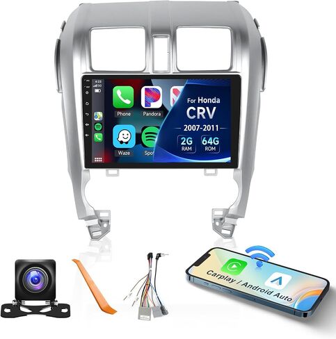 (2+64G) - لراديو السيارة Honda CRV 2007-2011 مع Carplay لاسلكي/Android Auto، ستيريو سيارة Android 9 بوصة شاشة تعمل باللمس نظام تحديد المواقع العالمي واي فاي بلوتوث FM/RDS مرآة Link SWC كاميرا احتياطية in Saudi Arabia