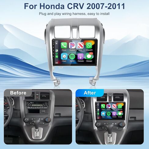 (2+64G) - لراديو السيارة Honda CRV 2007-2011 مع Carplay لاسلكي/Android Auto، ستيريو سيارة Android 9 بوصة شاشة تعمل باللمس نظام تحديد المواقع العالمي واي فاي بلوتوث FM/RDS مرآة Link SWC كاميرا احتياطية in Saudi Arabia