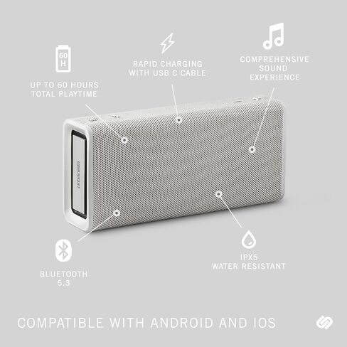 Urbanista Bluetooth 5.3 Speaker, Portable Wireless Speaker with Second System Pairing for Stereo Playback, 60H Playtime, IPX5 Water Resistant, USB C Charging, Brisbane Plus, Midnight Black in Saudi Arabia