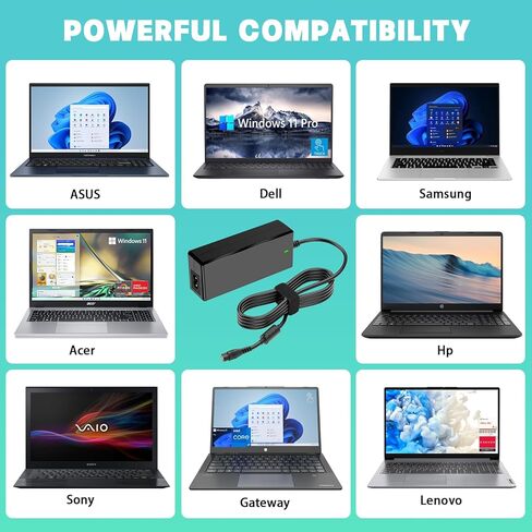 شاحن كمبيوتر محمول عالمي، محول تيار متردد 90 وات، لجهاز Chromebook Hp Dell Acer Asus Toshiba Lenovo Samsung Sony Notebook 15V 16V 18.5V 19V 19.5V 20V DC سلك إمداد الطاقة in Kuwait