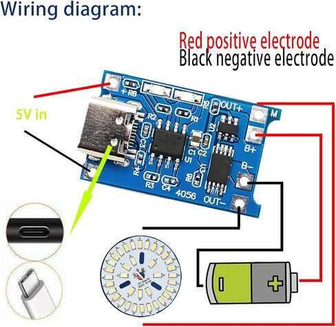 TP4056 Charging Module 5V Micro USB 1A 18650/16340/21700/26650/14500 Lithium Charging Board with Protection Charger Module with Dual Protection Function 6Pcs Type-C in Saudi Arabia