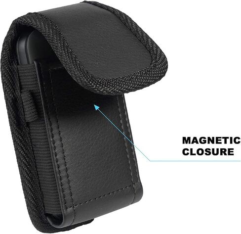 for Hot Pepper Tabasco Flip Phone Case, Black Elastic Vegan Leather Wallet Holster Case with [Belt Metal Loop Clip] Magnetic Closure Wallet Protection Case for Hot Pepper Tabasco Flip Phone in Saudi Arabia