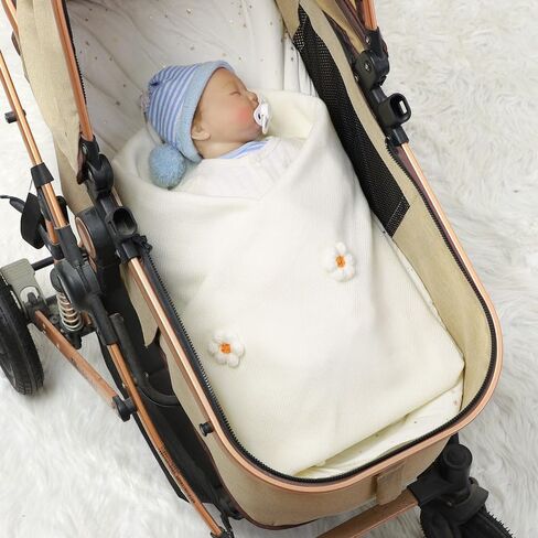 Baby Swaddle Blanket for Boys Girls Knitted Soft Cozy Newborn Infant Receiving Blankets for Crib Stroller White 30x40 Inches in Saudi Arabia