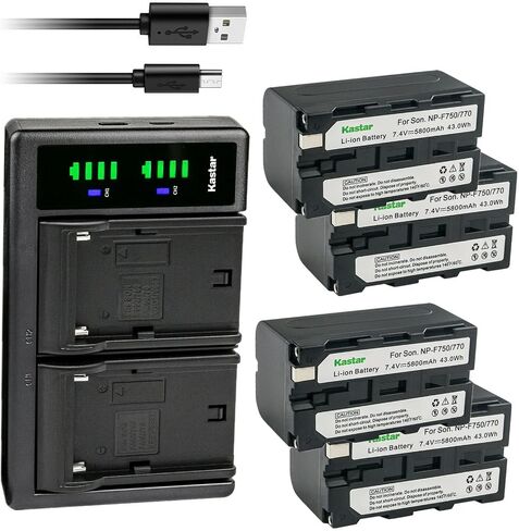 بطارية Kastar NP-F770 4 عبوات وشاحن USB LTD2 متوافق مع أجهزة الصوت MixPre-3، وأجهزة الصوت MixPre-6، وأجهزة الصوت MixPre-10T، وأجهزة الصوت 663، وFEELWORLD F5 Pro 5.5 in Kuwait