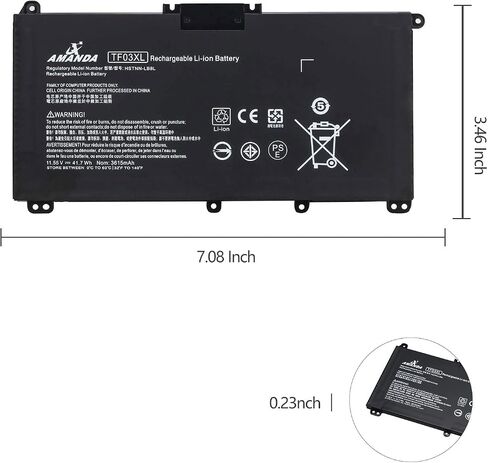 أماندا TF03XL استبدال بطارية الكمبيوتر المحمول HP Pavilion 15-CC 15-CD 17-AR Series 15-cc154cl 15-cc060wm 15-cc152od 15-cc055od 15-cd040wm 17-AR007CA 17-AR050WM 920046-121 920070-855 HST NN-IB7Y in Kuwait