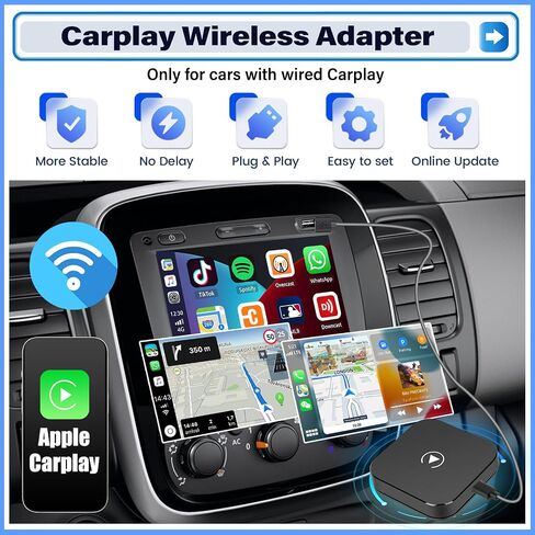 SIXWIN Carplay Wireless Adapter for OEM Factory Wired Carplay Cars Plug & Play Easy Setup Wireless Carplay Dongle for iPhones Converts Wired Carplay to Wireless in Saudi Arabia