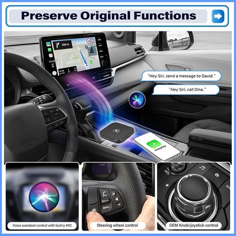 SIXWIN Carplay Wireless Adapter for OEM Factory Wired Carplay Cars Plug & Play Easy Setup Wireless Carplay Dongle for iPhones Converts Wired Carplay to Wireless in Saudi Arabia