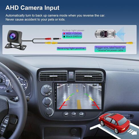 Hodozzy Android Car Stereo for Honda Civic 2001 2002 2003 2004 2005, Wireless Carplay Android Auto Mirror Link, 32GB 9 Inch Touch Screen Car Radio GPS Bluetooth Wifi FM RDS HiFi SWC, Rear view Camera in Saudi Arabia
