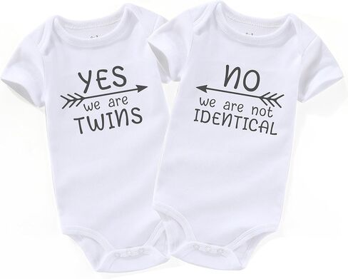 Funny Twin Girls boy Baby Clothes Twin Baby Essentials Twin Baby Gifts Twins Baby Bodysuits White in Saudi Arabia
