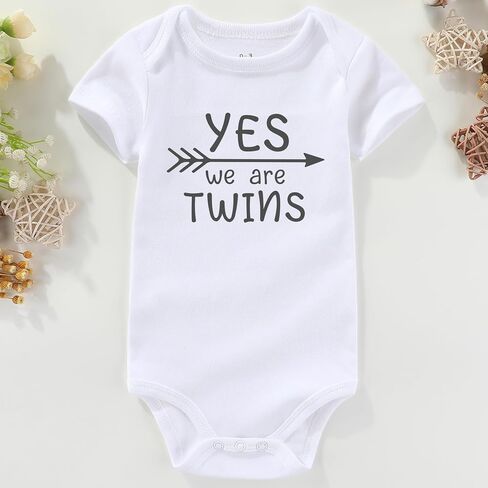 Funny Twin Girls boy Baby Clothes Twin Baby Essentials Twin Baby Gifts Twins Baby Bodysuits White in Saudi Arabia