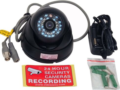 VideoSecu CCTV كاميرا قبة أمنية رؤية ليلية نهارية خارجية CCD مقاومة للتخريب 3.6 ملم عدسة زاوية رؤية واسعة 480TVL مع مصدر طاقة إضافي 1Z0 in Kuwait