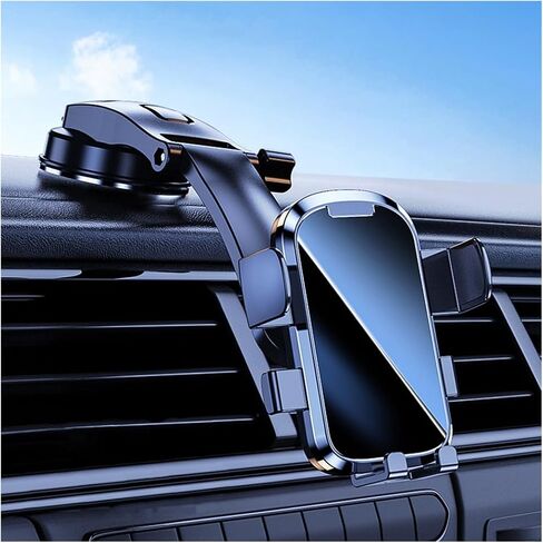 Car Dashboard Phone Holder, 360° Adjustable Stable Automotive Phone Holder Mount Clip with Powerful Vacuum Suction & Flexible Arm, Compatible with 12 13 14 Plus Pro Max S23 S22 S21（Black） in Saudi Arabia