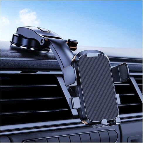 Car Dashboard Phone Holder, 360° Adjustable Stable Automotive Phone Holder Mount Clip with Powerful Vacuum Suction & Flexible Arm, Compatible with 12 13 14 Plus Pro Max S23 S22 S21（Black） in Saudi Arabia