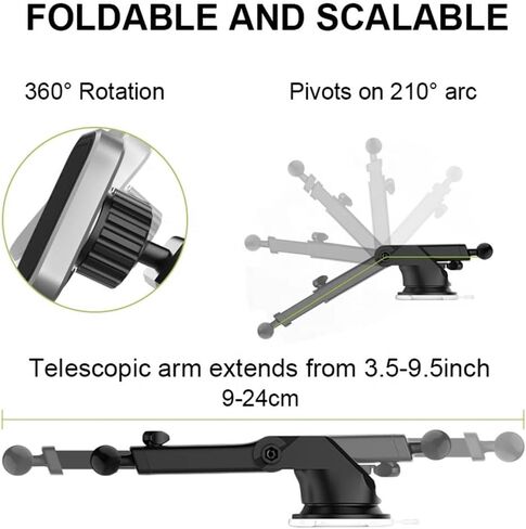 Magnetic Phone car Mount,fit in Dashboard and Windshield,4 Strong Magnet,360 Degree Phone Holder in Saudi Arabia