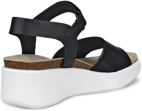 ECCO Women's Flowt Wedge Cork Sandal, Black/Black, 8-8.5 in Saudi Arabia