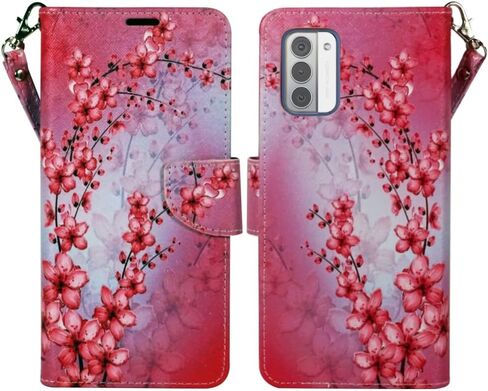 Zase Design for Nokia G310 5G (2023) Wallet Phone Case Protective Cover Cute Design Premium PU Leather Purse Flip Folio Magnetic Closure w/Kickstand ID Card Slot Wrist Strap (Pink Cherry Blossom) in Saudi Arabia