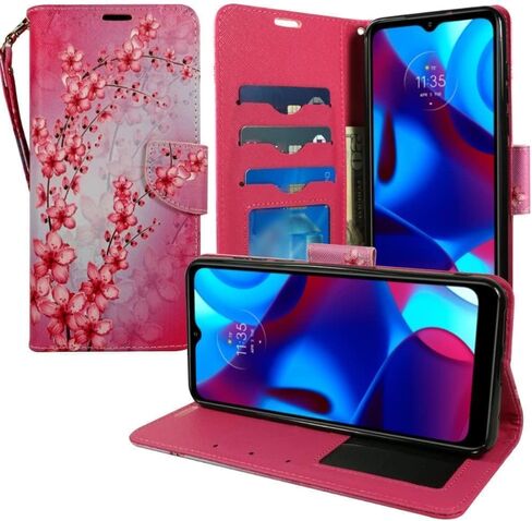 Zase Design for Nokia G310 5G (2023) Wallet Phone Case Protective Cover Cute Design Premium PU Leather Purse Flip Folio Magnetic Closure w/Kickstand ID Card Slot Wrist Strap (Pink Cherry Blossom) in Saudi Arabia