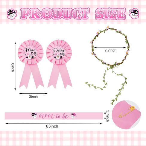 Whaline Mother's Day Little Boo Baby Shower Sash Pink Ghost Mom to Be & Daddy to Be Corsage Pins Pregnancy Flower Sash Souvenir for Halloween Gender Reveal Party Photo Prop Gift Supplies in Saudi Arabia