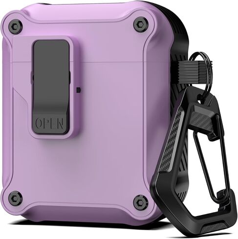 Compatible with AirPods 2nd/1st Generation Case Cover with Cleaner Kit, Automatic Snap Switch Secure for Charging Case[2Pack] (White/Purple) in Saudi Arabia