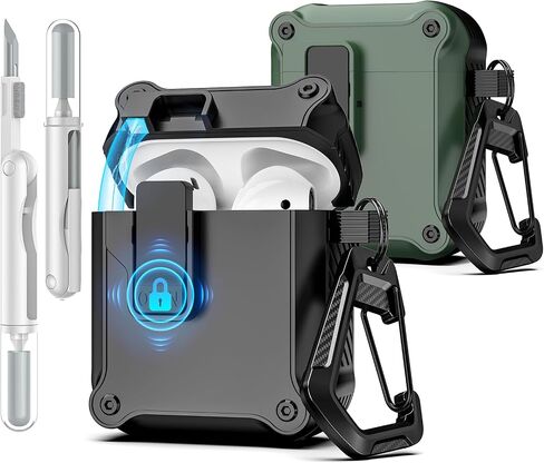 Compatible with AirPods 2nd/1st Generation Case Cover with Cleaner Kit, Automatic Snap Switch Secure for Charging Case[2Pack] (White/Purple) in Saudi Arabia