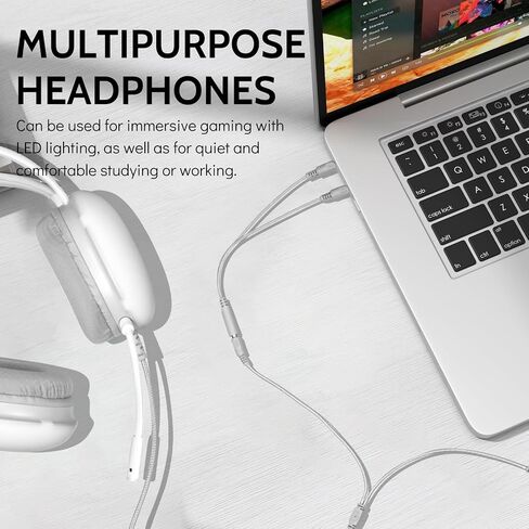 PC Gaming Headset Wired RGB with Microphone, Rainbow LED Gaming Headphones for PS4/PS5/MAC/XBOX/Laptop, Stereo Surround, Auto-Adjust Headband, 50mm Drivers, 3.5mm Audio Over Ear Headphone in Saudi Arabia