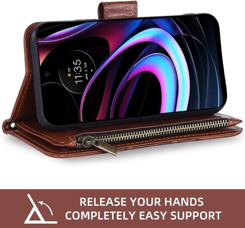 Asuwish Phone Case for Motorola Moto Edge 2021/MotoEdge 5G UW 2021 Wallet Cover with Tempered Glass Screen Protector and Flower Flip Credit Card Holder Stand Cell Accessories XT2141-1 Women Men Brown in Kuwait