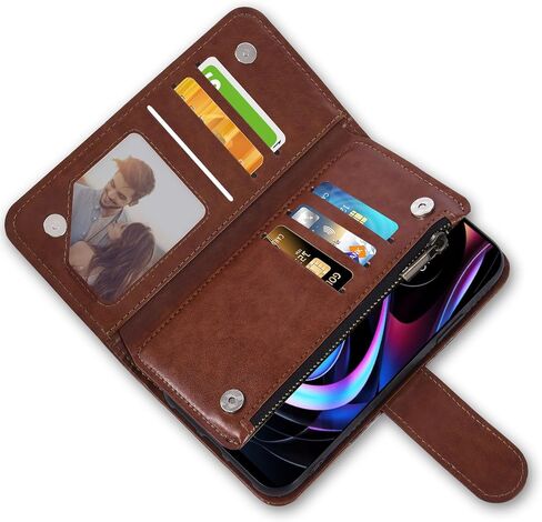 Asuwish Phone Case for Motorola Moto Edge 2021/MotoEdge 5G UW 2021 Wallet Cover with Tempered Glass Screen Protector and Flower Flip Credit Card Holder Stand Cell Accessories XT2141-1 Women Men Brown in Kuwait