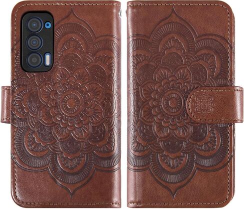 Asuwish Phone Case for Motorola Moto Edge 2021/MotoEdge 5G UW 2021 Wallet Cover with Tempered Glass Screen Protector and Flower Flip Credit Card Holder Stand Cell Accessories XT2141-1 Women Men Brown in Kuwait