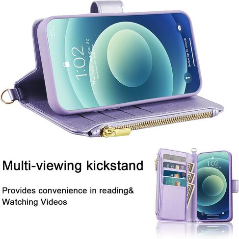 for iPhone SE Case with Wallet,iphone 8 Wallet case,iphone 7 case with Magnetic Detechable+RFID Blocking,Premium PU Leather+Kickstand and Card Slots for iPhone SE (2022/2020) Case,Taro Purple in Saudi Arabia