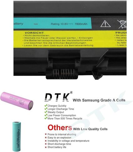 DTK 0A36303 Laptop Battery replacement for Lenovo IBM Thinkpad Apply to W530 W530i L430 L530 T430 T430i T530 T530i Notebook (Extended 9 Cells 7800mah) OA36303 in Saudi Arabia