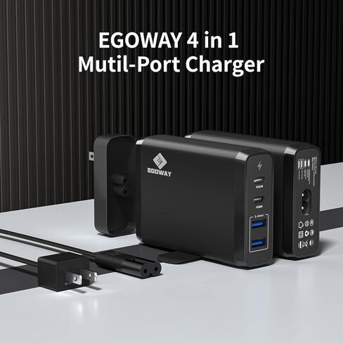 شاحن USB بأربعة منافذ، شاحن حائط EGOWAY 90 وات، شاحن حائط USB C مزدوج 60 وات و18 وات ومنفذ USB A مزدوج 12 وات، شاحن USB C متعدد لأجهزة MacBook والهاتف والمزيد. in Kuwait